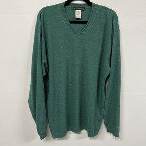 Vintage Mc. Bellwood Mens Sweater Size M Green V Neck Pullover Lightweight Italy